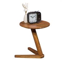 Beistelltisch Massivholz Sheesham Design Wohnzimmer-Tisch 45 x 45cm rund Nachttisch Natur-Holz Landhaus-Stil