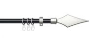 Stilgarnitur Gardinenstange 1-läufig, Hektor 20 mm Ø, 160 cm, schwarz-silber