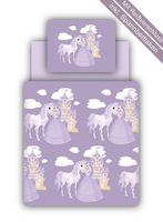 Bettwäsche Set inkl. Spannbettlaken Motiv Prinzessin lila