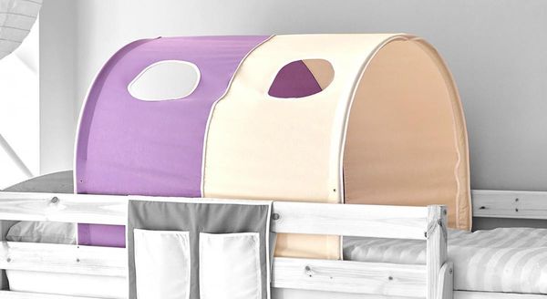 Tunnel für Hoch- und Etagenbetten "lila-beige"