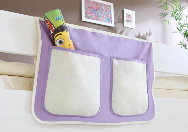 Bett-Tasche für Hoch- und Etagenbetten "lila-weiß"