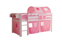 Hochbett "Malte" Kiefer weiß "rosa-pink"