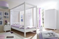 Himmelbett Einzelbett "LaLuna" Kiefer massiv weiß