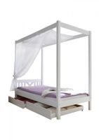 Himmelbett Einzelbett "LaLuna" Kiefer massiv weiß