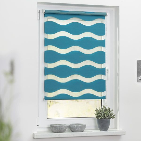 Duo Rollo Welle Klemmfix, ohne Bohren, Petrol, 80 cm x 150 cm (B x L)