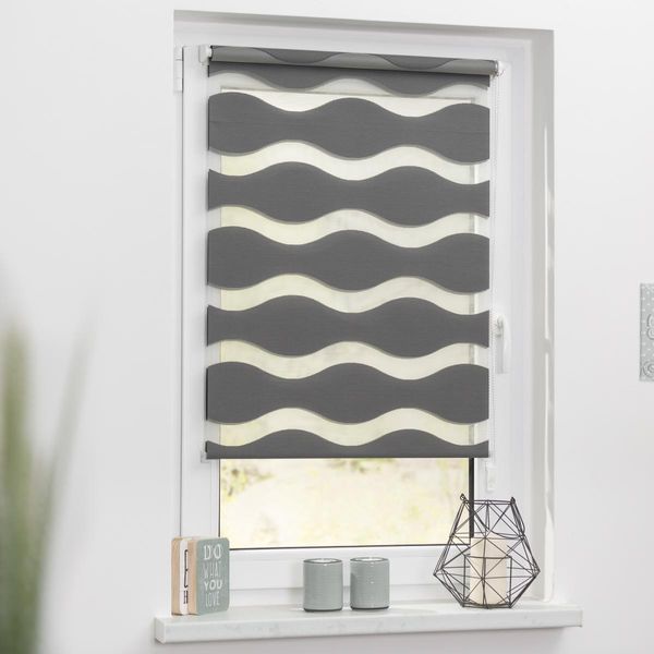 Duo Rollo Welle Klemmfix, ohne Bohren, Anthrazit, 45 cm x 150 cm (B x L)