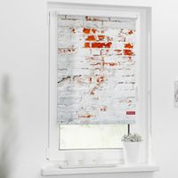 Rollo Klemmfix, ohne Bohren, blickdicht, Mauer - Weiß Rot, 45 x 150 cm (B x L)