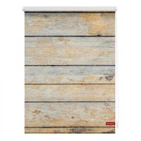 Rollo Klemmfix, ohne Bohren, blickdicht, Bretter Shabby - Braun, 60 x 150 cm (B x L)