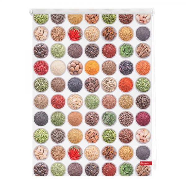 Rollo Klemmfix, ohne Bohren, blickdicht, Gewürze - Bunt Weiß, 70 x 150 cm (B x L)