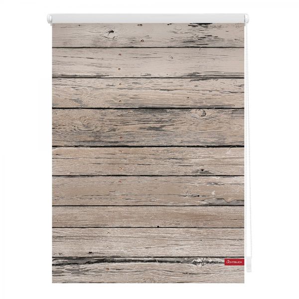 Rollo Klemmfix, ohne Bohren, blickdicht, Bretter-Vintage Braun, 60 x 150 cm (B x L)