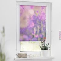 Rollo Klemmfix, ohne Bohren, blickdicht, Blumenwiese - Fuchsia Violett, 80 x 150 cm (B x L)