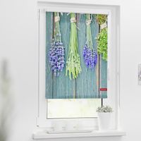 Rollo Klemmfix, ohne Bohren, blickdicht, Kräuter - Petrol, 80 x 150 cm (B x L)