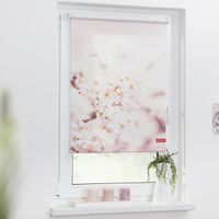 Rollo Klemmfix, ohne Bohren, blickdicht, Kirschblüten - Rosa Weiß, 90 cm x 150 cm (B x L)
