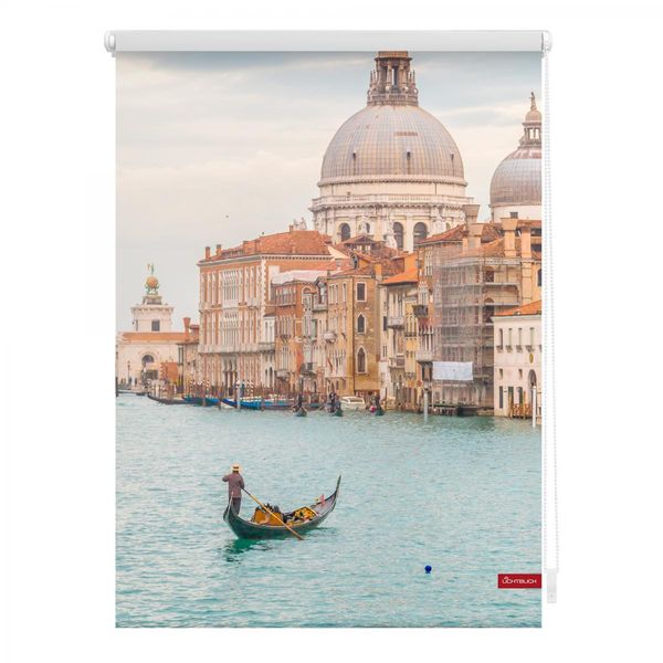 Rollo Klemmfix, ohne Bohren, blickdicht, Venedig Canal Grande - Blau, 80 x 150 cm (B x L)