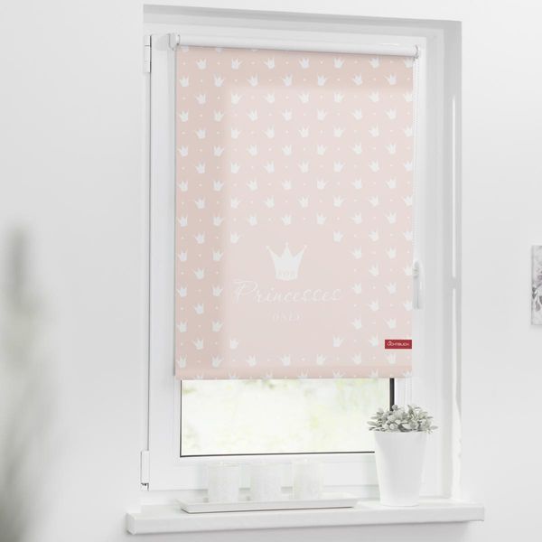 Rollo Klemmfix, ohne Bohren, blickdicht, Prinzessin Lilly - Rosa, 90 x 150 cm (B x L)