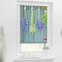 Rollo Klemmfix, ohne Bohren, blickdicht, Kräuter - Petrol, 90 x 150 cm (B x L)