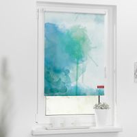 Rollo Klemmfix, ohne Bohren, blickdicht, Aquarell - Blau Grün, 90 x 150 cm (B x L)