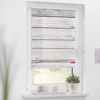 Rollo Klemmfix, ohne Bohren, blickdicht, Bretter-Vintage Weiß, 100 x 150 cm (B x L)