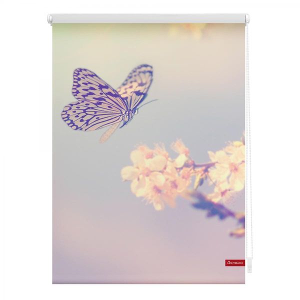 Rollo Klemmfix, ohne Bohren, blickdicht, Schmetterling - Rosa, 90 x 150 cm (B x L)