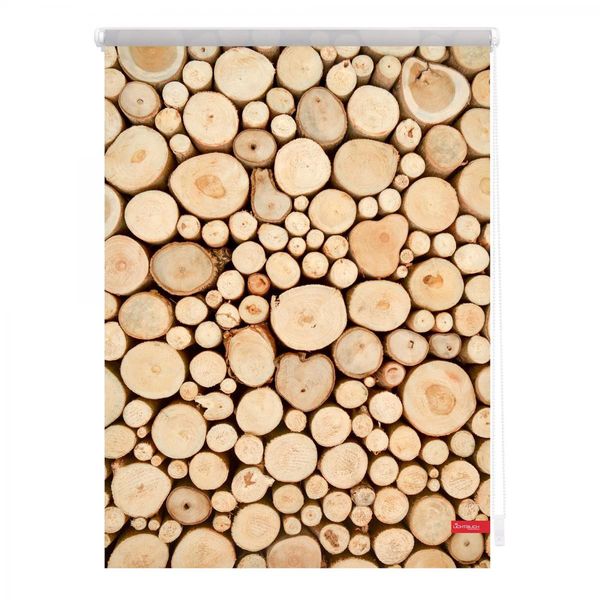 Rollo Klemmfix, ohne Bohren, blickdicht, Holzstapel - Braun, 100 x 150 cm (B x L)