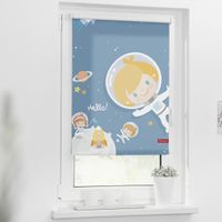 Rollo Klemmfix, ohne Bohren, blickdicht, Astronaut - Blau, 100 x 150 cm (B x L)