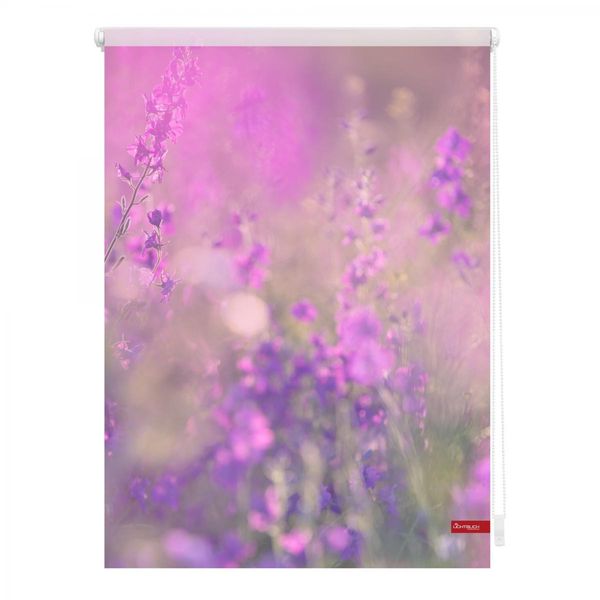 Rollo Klemmfix, ohne Bohren, blickdicht, Blumenwiese - Fuchsia Violett, 120 x 150 cm (B x L)