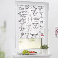 Rollo Klemmfix, ohne Bohren, blickdicht, Menü - Schwarz Weiß, 100 x 150 cm (B x L)