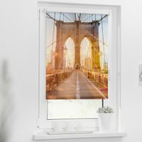 Rollo Klemmfix, ohne Bohren, blickdicht, Brooklyn Bridge - Orange, 100 x 150 cm (B x L)