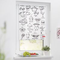 Rollo Klemmfix, ohne Bohren, blickdicht, Menü - Schwarz Weiß, 120 cm x 150 cm (B x L)
