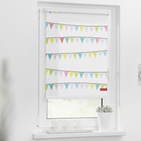 Rollo Klemmfix, ohne Bohren, blickdicht, Wimpelkette - Bunt, 100 x 150 cm (B x L)