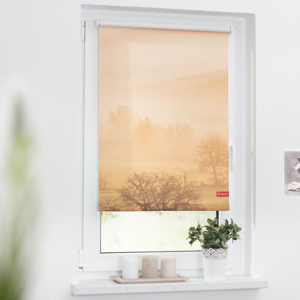 Rollo Klemmfix, ohne Bohren, blickdicht, Toskana - Orange Braun, 100 x 150 cm (B x L)