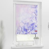 Rollo Klemmfix, ohne Bohren, blickdicht, Hortensie - Lila, 100 x 150 cm (B x L)