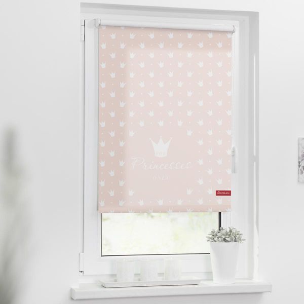 Rollo Klemmfix, ohne Bohren, blickdicht, Prinzessin Lilly - Rosa, 100 x 150 cm (B x L)