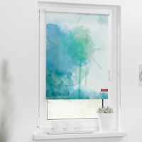 Rollo Klemmfix, ohne Bohren, blickdicht, Aquarell - Blau Grün, 120 x 150 cm (B x L)