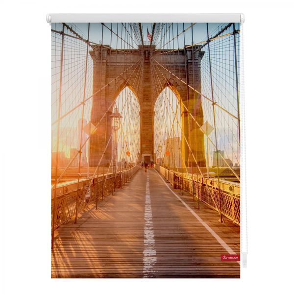 Rollo Klemmfix, ohne Bohren, blickdicht, Brooklyn Bridge - Orange, 120 x 150 cm (B x L)