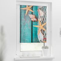 Rollo Klemmfix, ohne Bohren, blickdicht, Bretter Beach - Petrol, 120 x 150 cm (B x L)