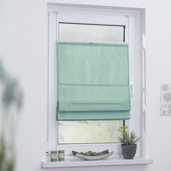 Raffrollo Klemmfix TOP, ohne Bohren, verspannt Mint, 110 cm x 130 cm (B x L)