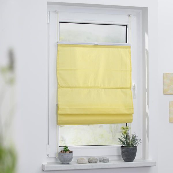 Raffrollo Klemmfix TOP, ohne Bohren, verspannt Gelb, 100 cm x 130 cm (B x L)