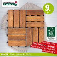 9er-Set Massivholz-Klickfliese aus Akazienholz, ca. 30 x 30 cm Braun geölt