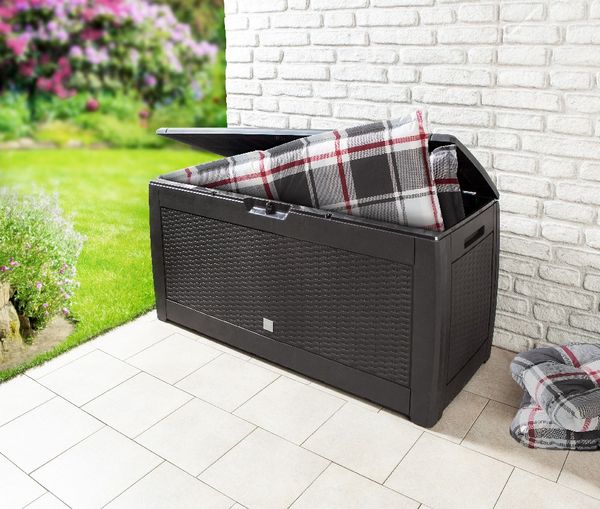 Auflagenbox in Rattanoptik, ca. 119 x 48 x 60 cm, 310L - Anthrazit