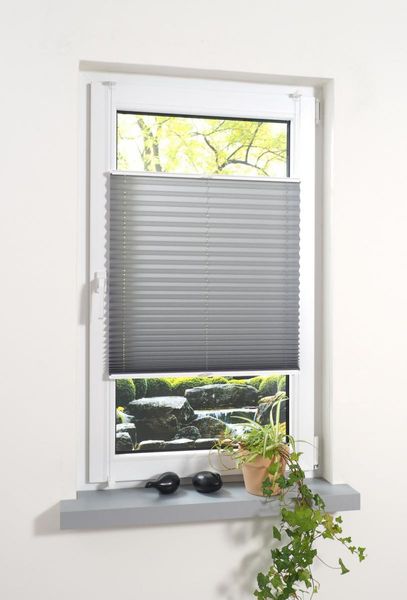 Klemmfix Plissee verspannt, 60 x 220 cm (Breite x Höhe), grau