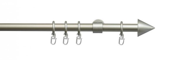 Stilgarnitur Gardinenstange 1-läufig, Kegel 20 mm Ø, 200 cm, silber-matt