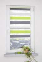 Klemmfix Duo-Rollo mini dreifarbig 160 x 45 (H x B) grün/grau/weiß