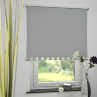 Seitenzugrollo Kettenzugrollo Volantrollo Rollo Eckig Verdunklung 92 x 180 cm hellgrau für Fenster
