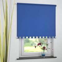 Seitenzugrollo Kettenzugrollo Volantrollo Rollo Eckig lichtdurchlässig 162 x 180 cm blau für Fenster