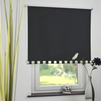 Seitenzugrollo Kettenzugrollo Volantrollo Rollo Eckig Verdunklung 62 x 180 cm schwarz für Fenster