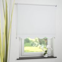 Seitenzugrollo Kettenzugrollo Volantrollo Rollo Klassik Verdunklung 122 x 180 cm weiß für Fenster