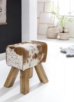 Design Turnbock Sitzhocker Ziegenfell Braun/Weiß