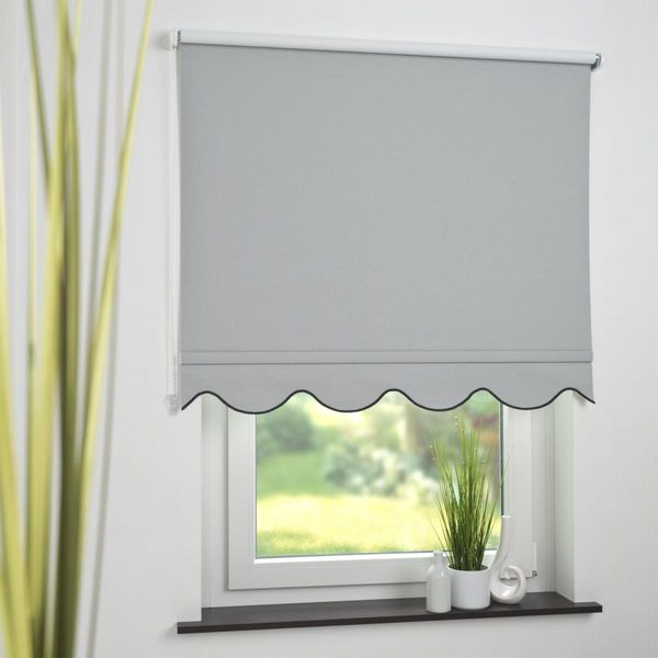 Seitenzugrollo Kettenzugrollo Volantrollo Rollo Klassik Verdunklung 82 x 180 cm hellgrau für Fenster