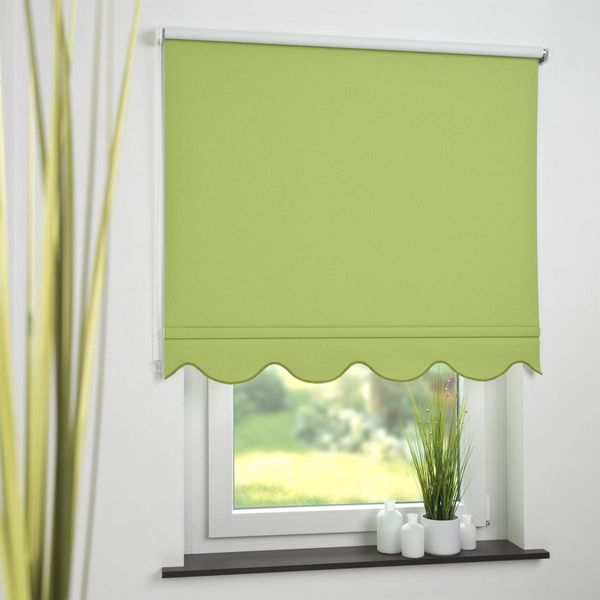 Seitenzugrollo Kettenzugrollo Volantrollo Rollo Klassik Verdunklung 182 x 180 cm grün für Fenster